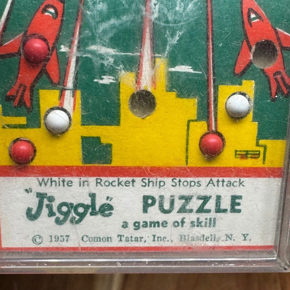Vtg 1957 Jiggle Puzzle Stop The Martians Dexterity Game Comon Tatar Sci-Fi Toy